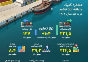 عبور تراز تجاری منطقه آزاد قشم از ۱۰۴ میلیون دلار