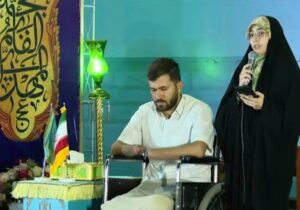رجزخوانی همسر جانباز لانچر حسین محمدی در جنگ رمضان