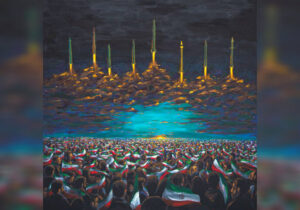 نقاشی جدید علی داودی برای شبِ موشکی ایران
