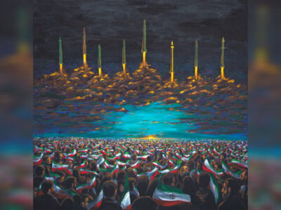 نقاشی جدید علی داودی برای شبِ موشکی ایران