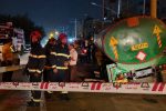 فرورفتگی خیابان شهیدان کاظمی اصفهان؛ چرخ تانکر در حفره فرو رفت