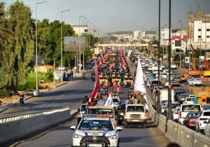 حشدالشعبی به مناسبت خروج آمریکا رژه پیروزی در بغداد برگزار کرد